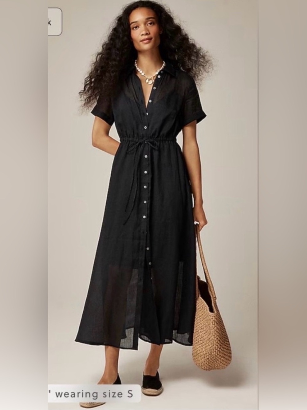 J.Crew Tall Cerise shirtdress in ramie in black